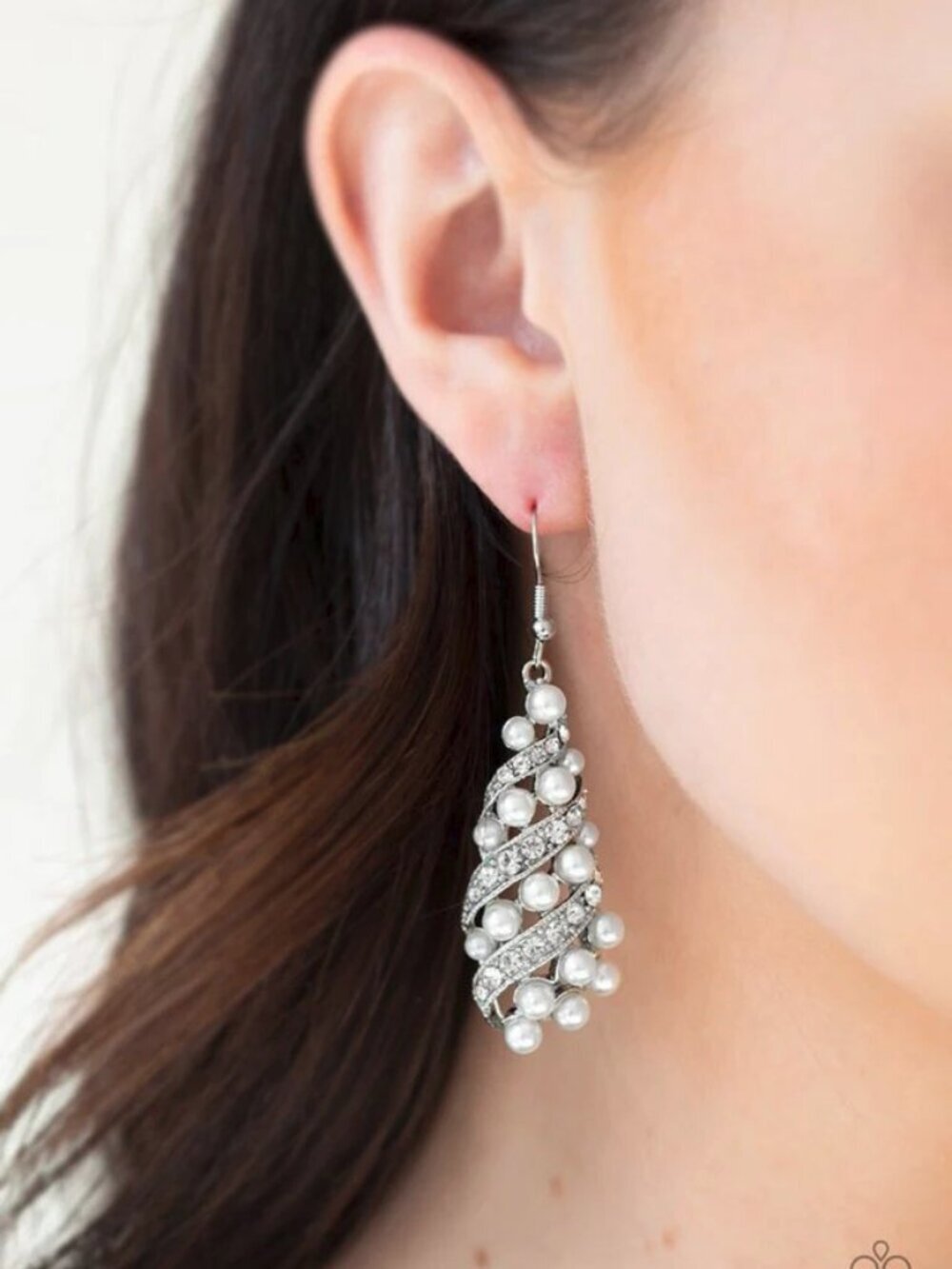 Paparazzi Jewelry Accessories - Ballroom Waltz - White Earrings - Vintage